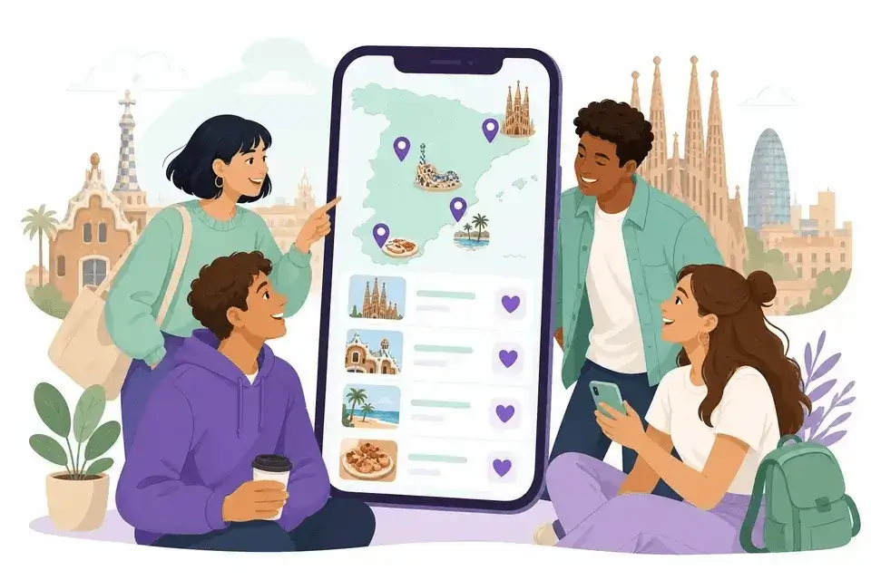 Travel wishlist on WishTo.pro: a shared list of places (Spain example)